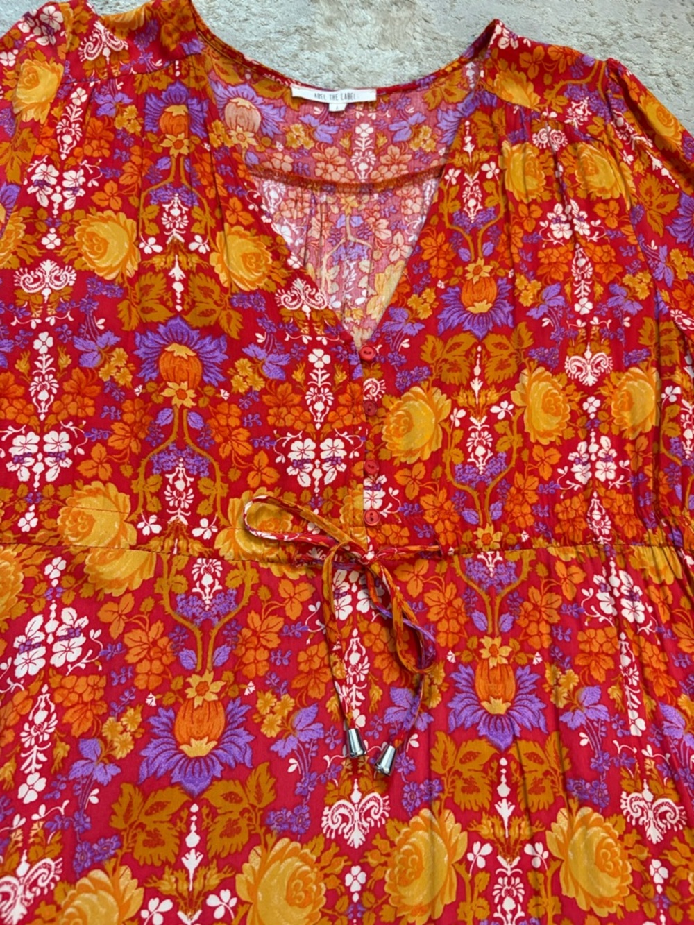 Abel The Label Floral Prairie Front Split Boho Cottagecore Midi Dress Size Large - Picture 9 of 14